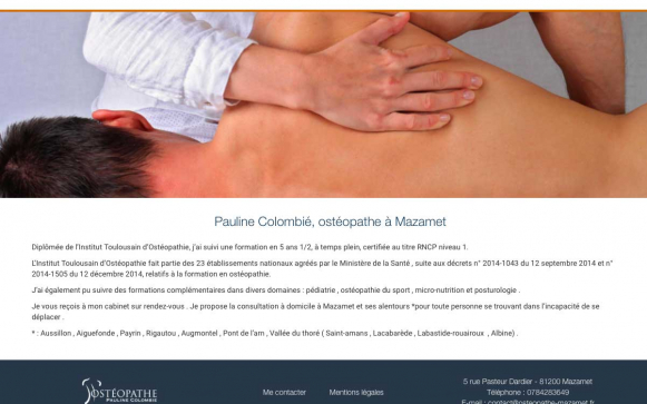 Capture d'écran du site internet Osteopathe Pauline Colombie
