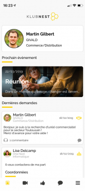 Capture d'écran application iOS et Android Klubnest