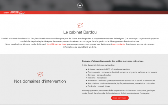Capture d'écran du site internet Cabinet Bardou