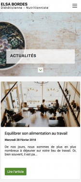 Capture d'écran du site internet mobile Elsa Bordes