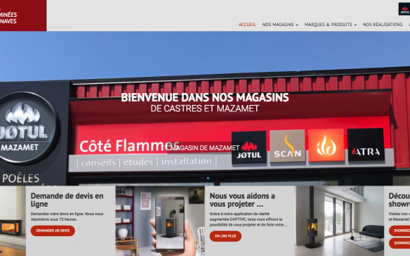 Capture d'écran du site internet Côté Flammes