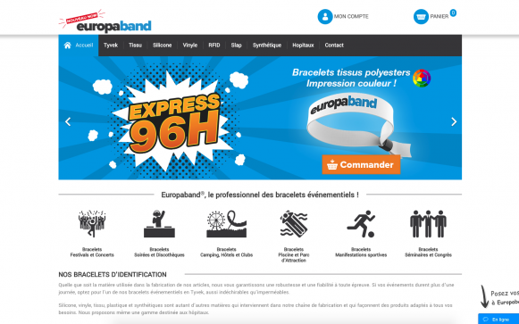 Capture d'écran du site internet Europaband