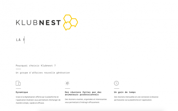 Capture d'écran du site internet Klubnest