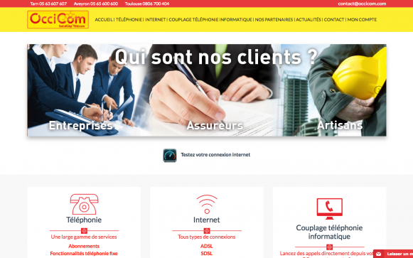 Capture d'écran du site internet Occicom