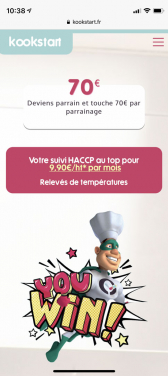 Capture d'écran du site mobile Kookstart