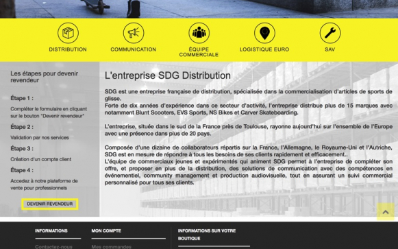 Capture d'écran du site internet SDG Distribution