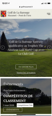 Capture d'écran du site mobile du golf mazamet