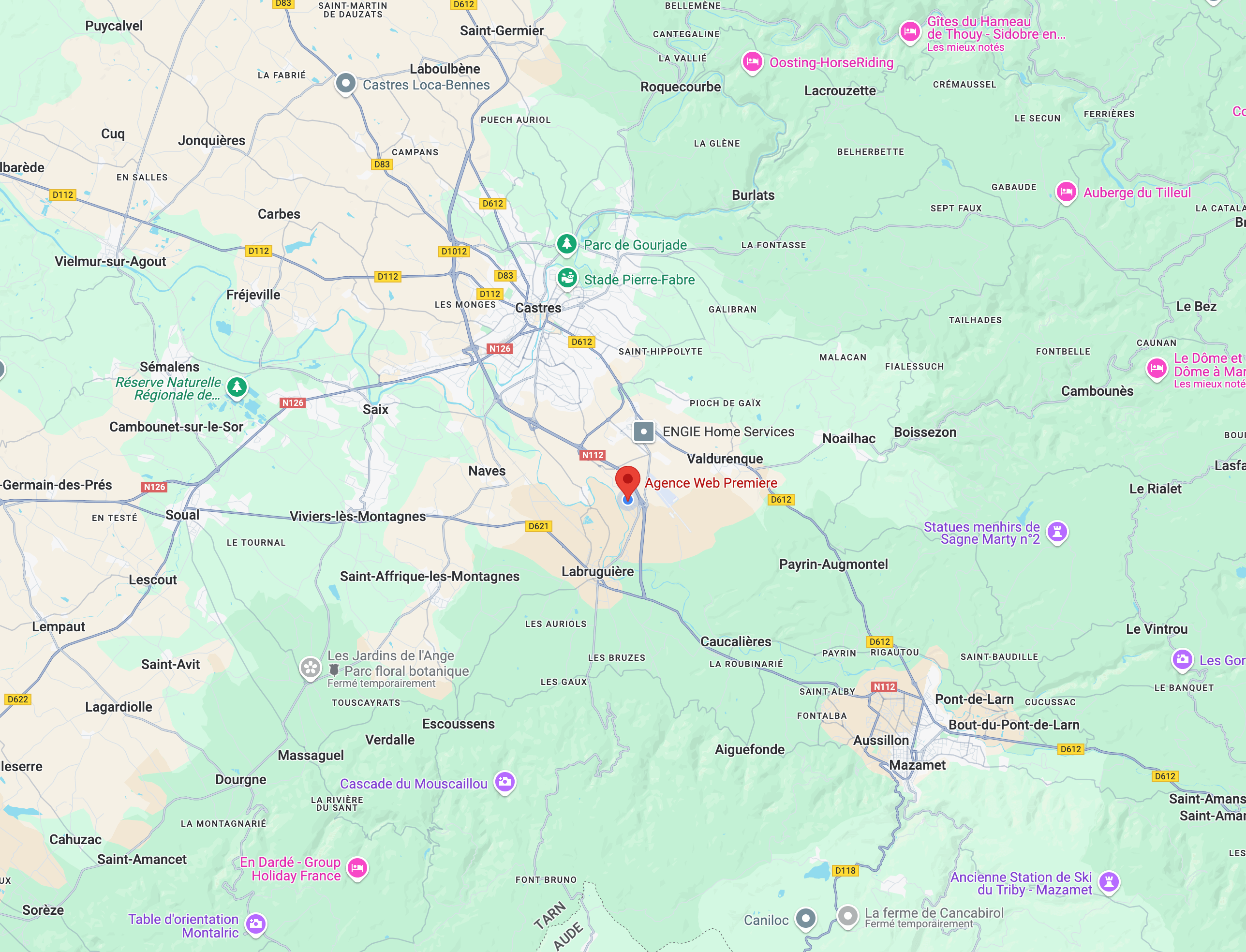 Localisation de l'agence entre Castres et Mazamet